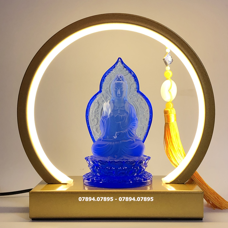 decor tượng Phật Quan Âm lưu Ly xanh biển đẹp