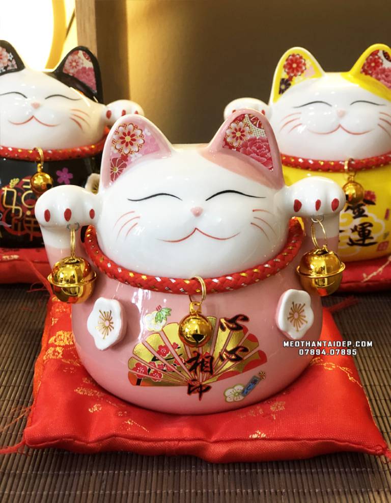 mèo thần tài màu hồng