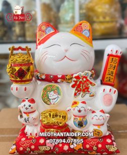 Mèo thần tài may mắn hũ vàng thiên kim vạn lượng
