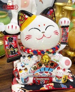 Mèo thần tài vẫy tay may mắn ngũ phúc phát tài lớn