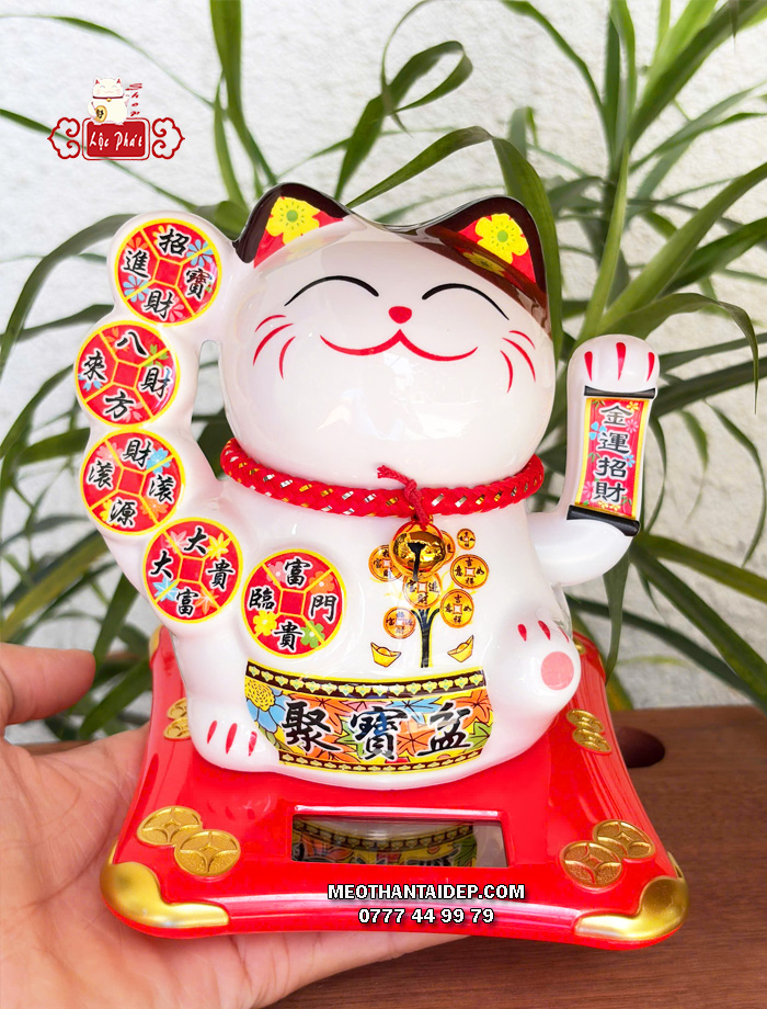 Mèo Thần Tài năng lượng mặt trời đồng xu cây tiền chiêu tài