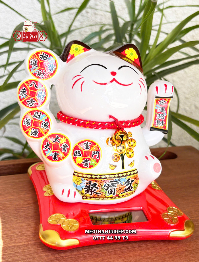 Mèo Thần Tài năng lượng mặt trời đồng xu cây tiền chiêu tài