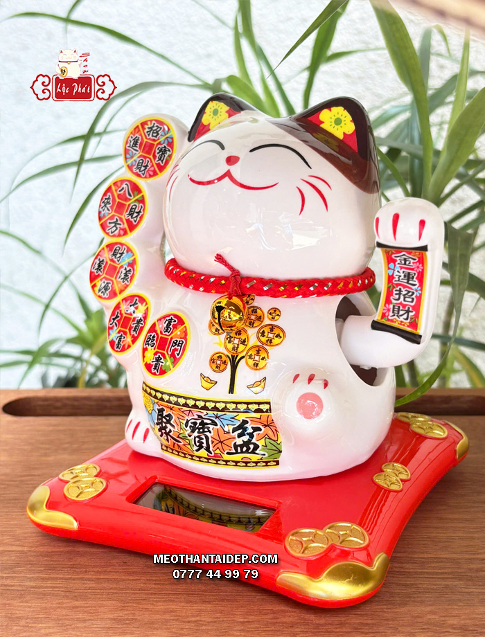 Mèo Thần Tài năng lượng mặt trời đồng xu cây tiền chiêu tài