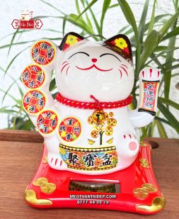 Mèo Thần Tài năng lượng mặt trời đồng xu cây tiền chiêu tài
