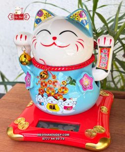 Mèo Thần Tài năng lượng xanh cây tiền chuông vàng